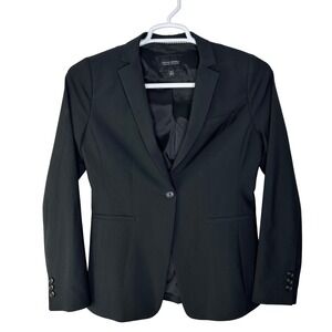 Banana Republic Long and Lean Blazer Womens 4 Black Marzotto Italian Wool Jacket